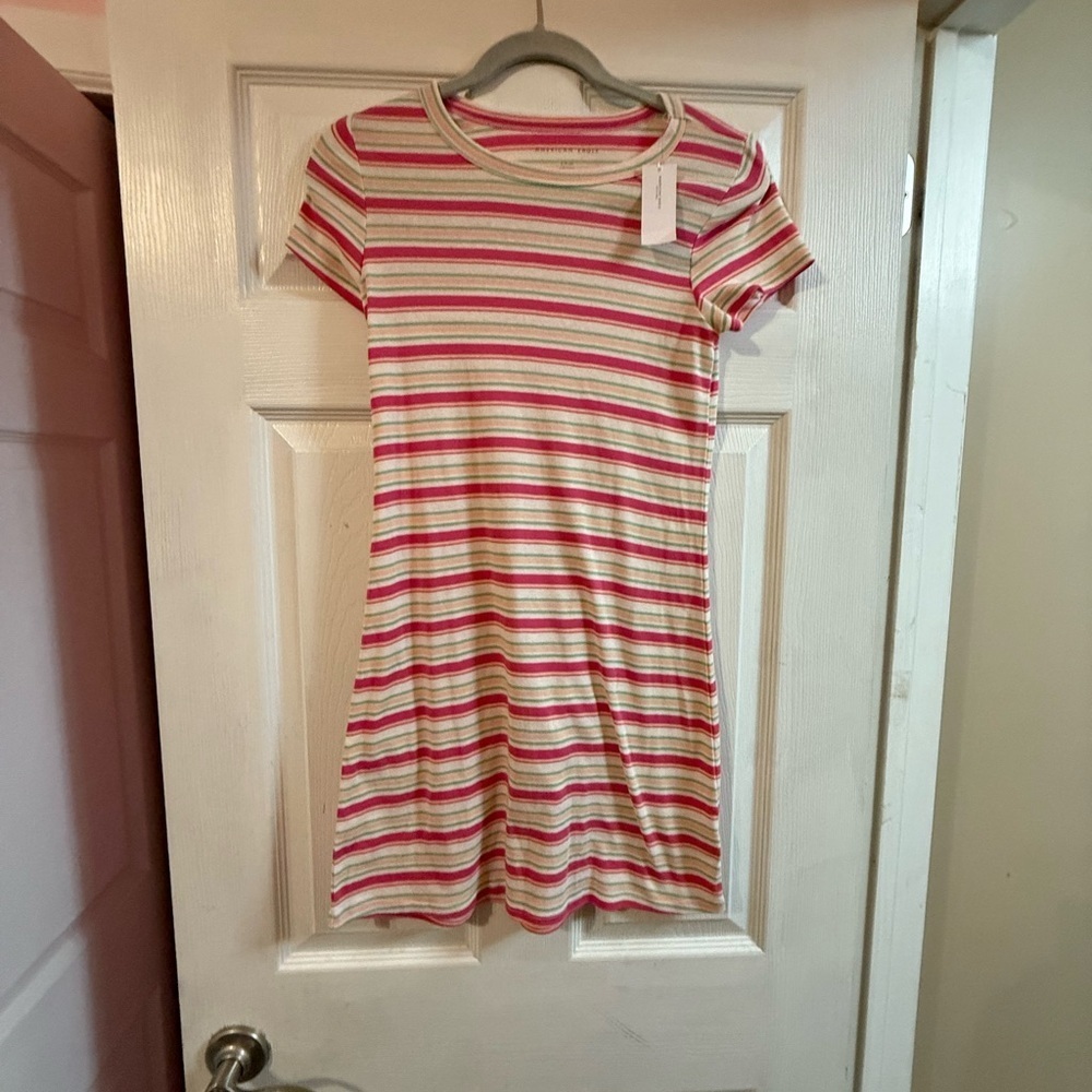 American Eagle Outfitters Striped Pink and Cream Dress